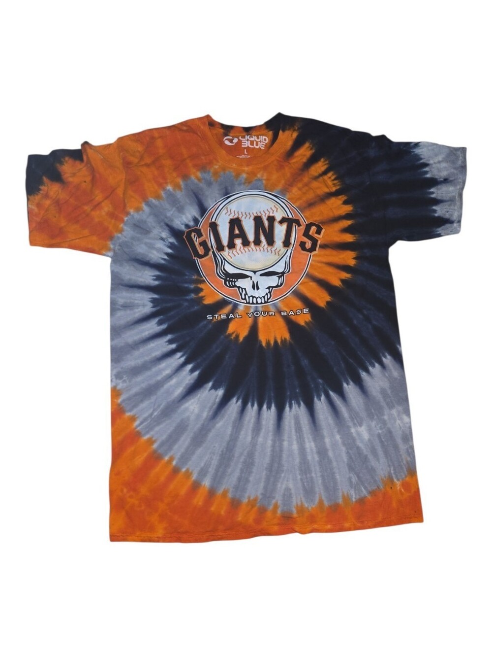 Liquid Blue Tie-Dye Giants Tee - Orange, Black & Gray Size L